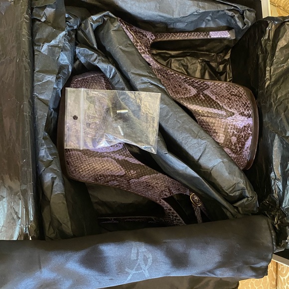 YSL Saint Laurent Tribtoo snakeskin Slingback Boa Exotico FCTUTU Pumps Purple 39 - Picture 5 of 16